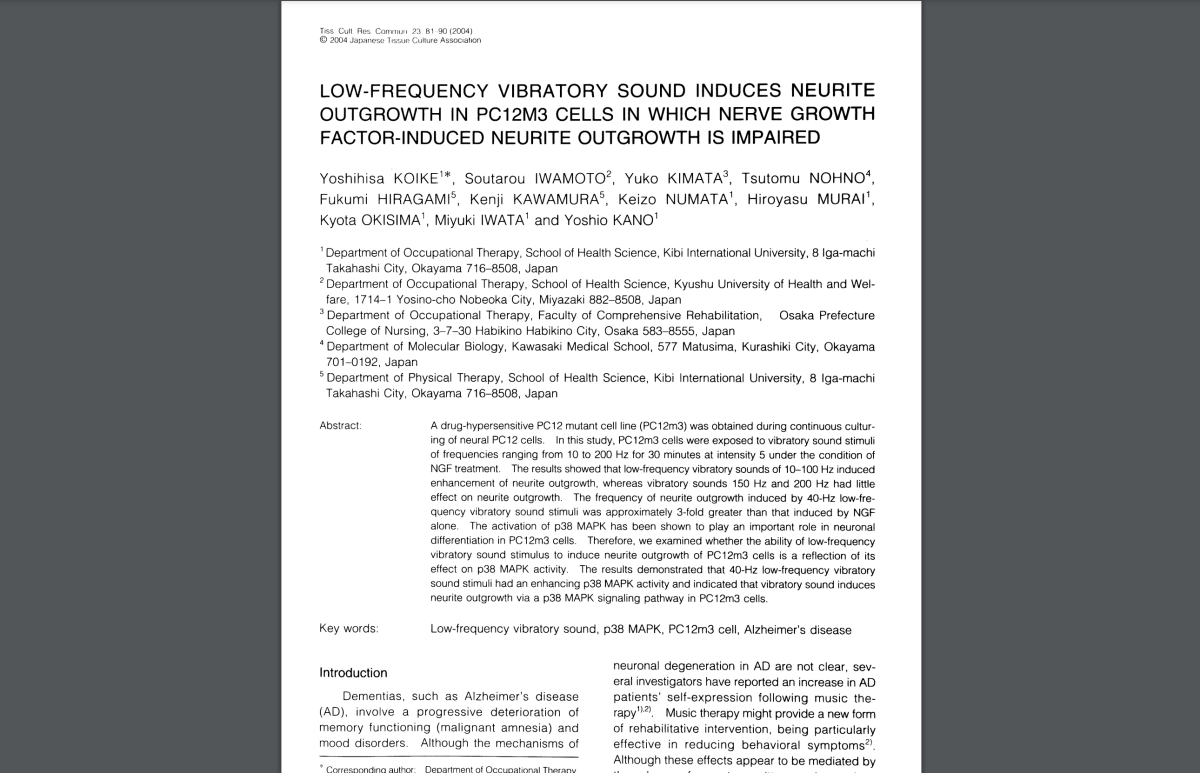 Niederfrequente Schallwellentherapie verursacht Neuriten-Wachstum in Pc12m3-Zellen - Therapiegold