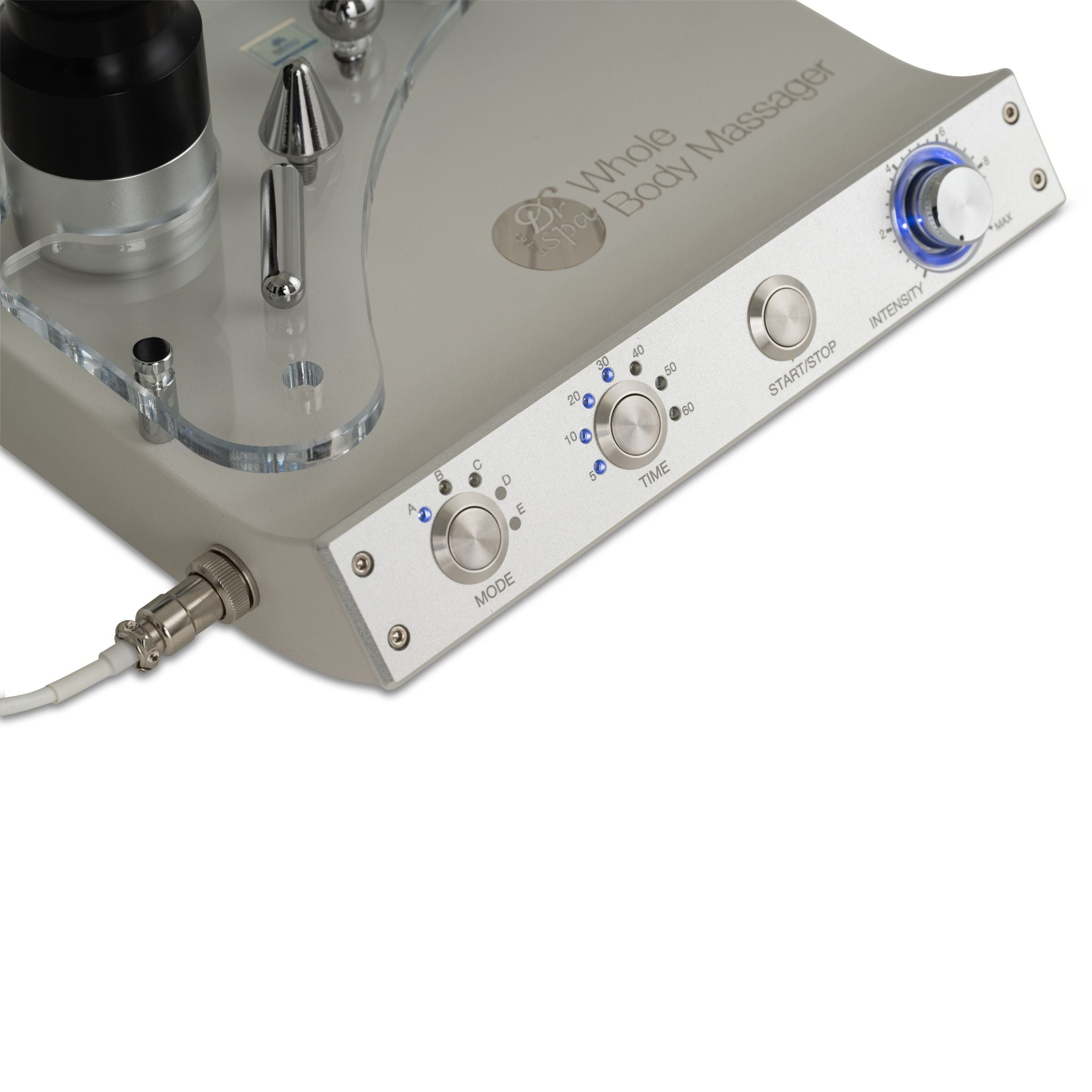 Evosonics SoundWave PRO Anschlüsse und Steuerung Seitenansicht – Therapiegold